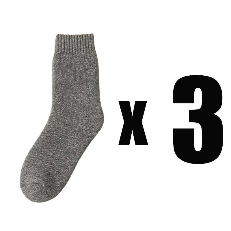 3 זוגות גרביים עם בטנת פרווה – אפור