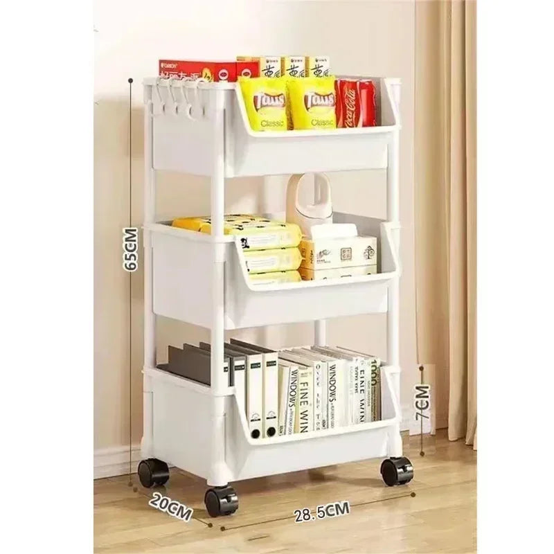 עגלת אחסון צרה על גלגלים