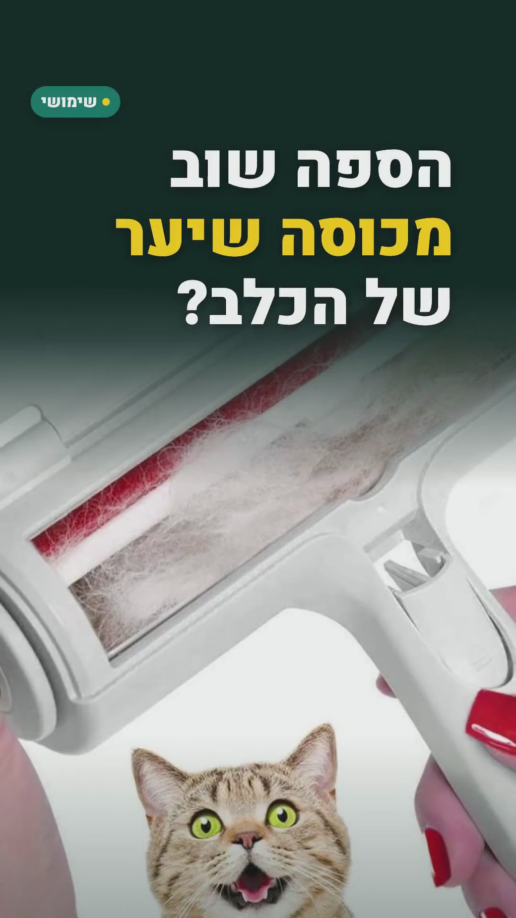 רולר הקסם לשיער חיות – רב-פעמי, בלי נייר דביק – סרטון