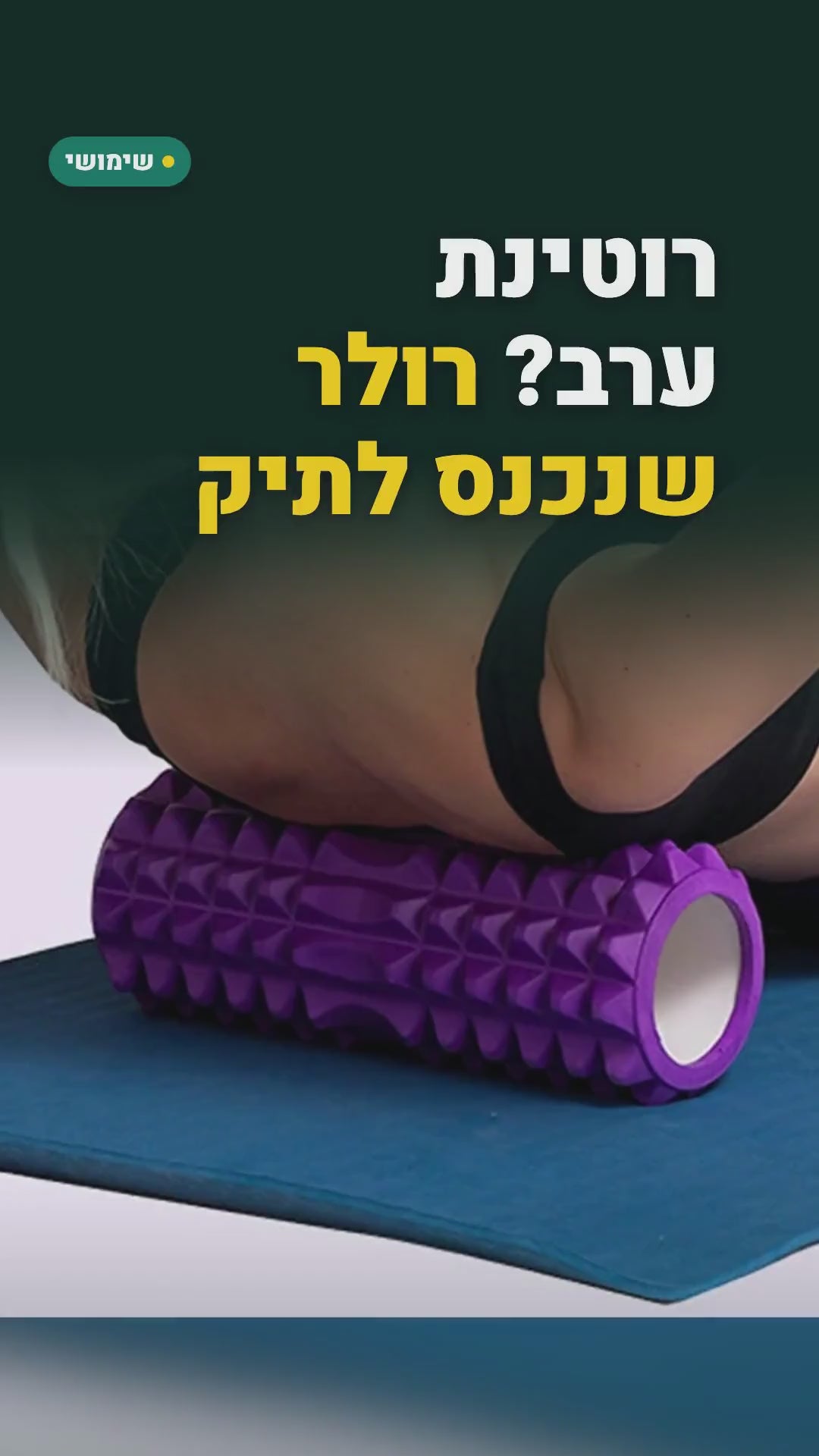רולר קצף קומפקטי לגלגול ולמתיחות – 26×8 ס"מ, סגול או כחול – סרטון
